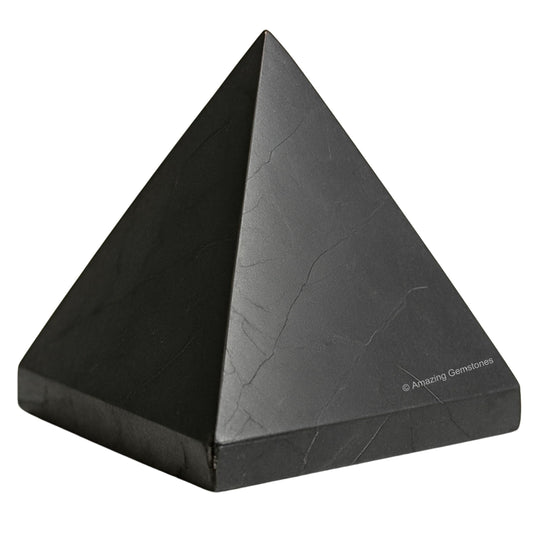 Amazing Gemstone Shungite Pyramid Crystal Healing Stones - 2" Great Pyramid Figurine of Natural Stone Pyramid for Meditation, Reiki, Chakra Balancing and Crystal Pyramids Grid