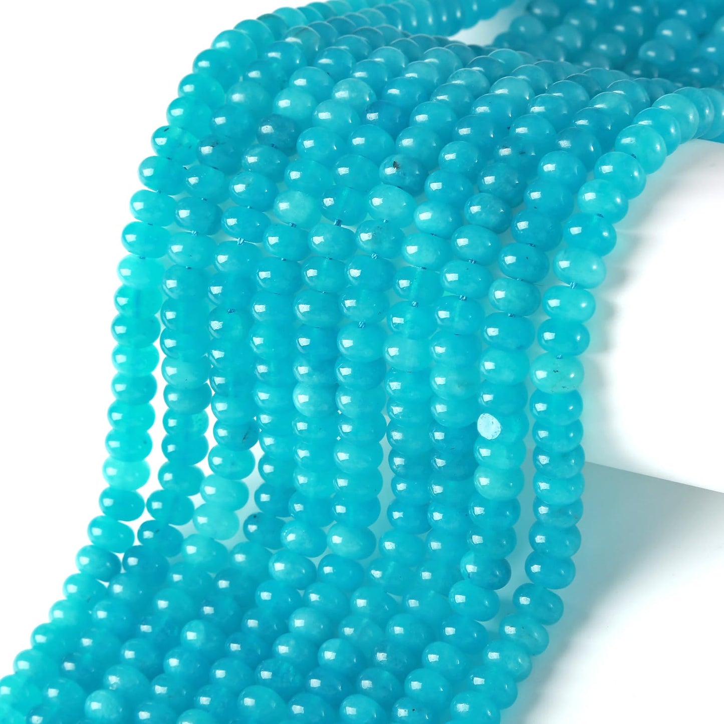 5x8MM 72PCS Amazonite Chalcedony Disk Stone Tube Rondelle Abacus Spacer Loose Beads for Jewelry Making Bracelet DIY Accessories