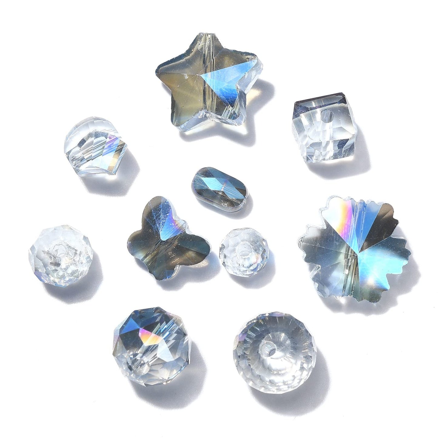 LiQunSweet 100 Pcs Blue Plated Faceted Crystal Glass Crystal Beads Bulk for Bracelet DIY Jewelry Making Earrings Necklace