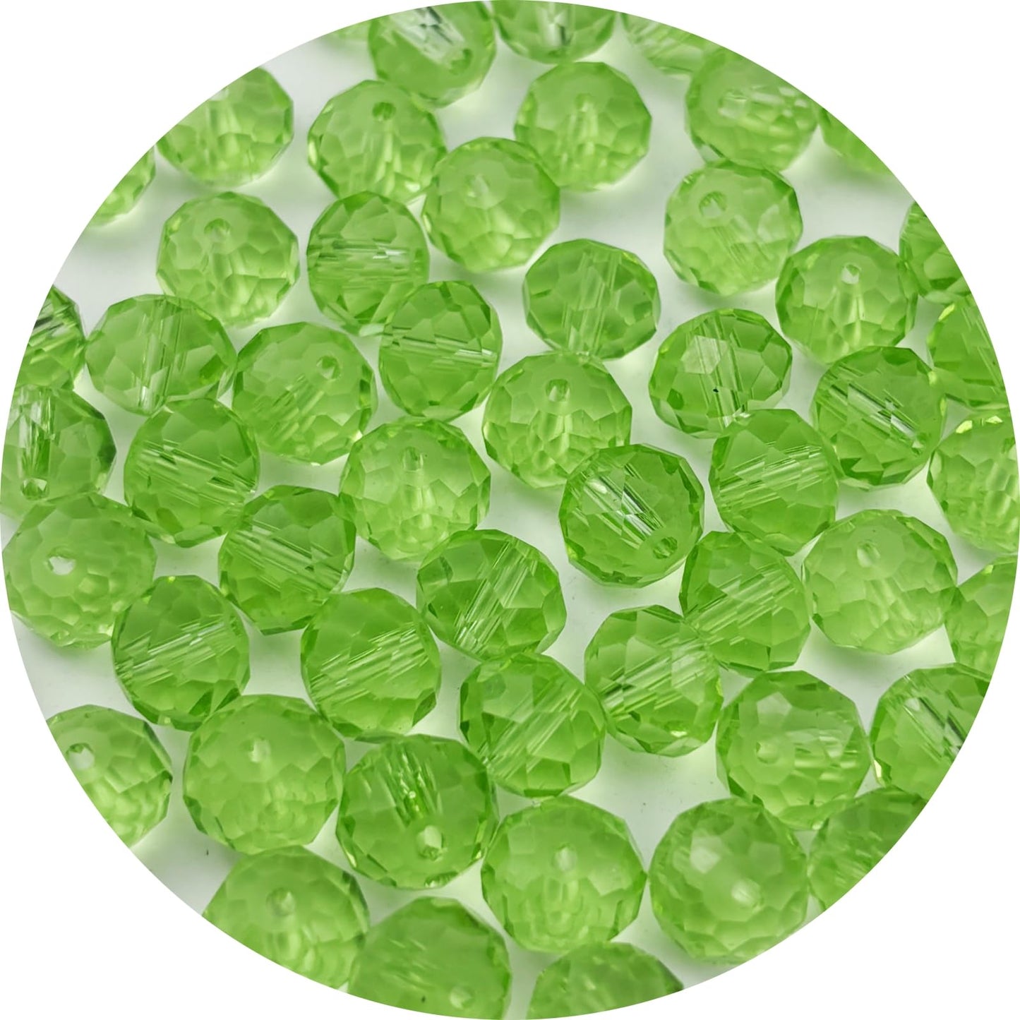 YUEXIGO 150pcs 8mm Crystal Glass Beads for Jewelry Making, Faceted Rondelle Glass Spacer Beads for Wind Chimes Bracelet Earring Necklace DIY Craft(Light Green)