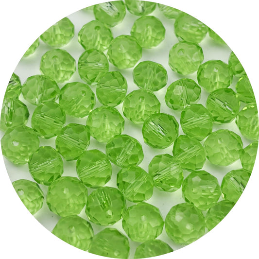 YUEXIGO 150pcs 8mm Crystal Glass Beads for Jewelry Making, Faceted Rondelle Glass Spacer Beads for Wind Chimes Bracelet Earring Necklace DIY Craft(Light Green)