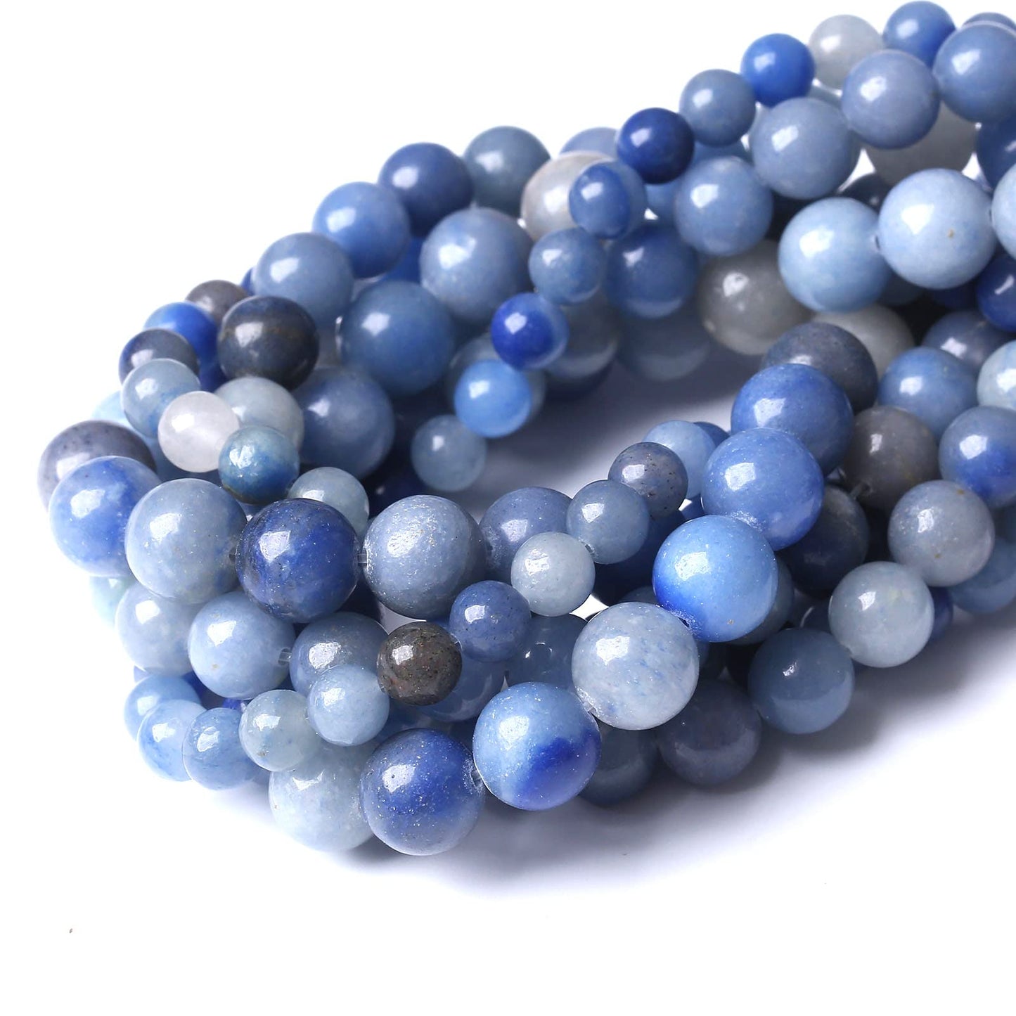 32PCS 12MM Natural Blue Aventurine Beads Round Loose Stone Beads for Jewelry Making DIY Energy Stone Healing Power Bracelet 15"