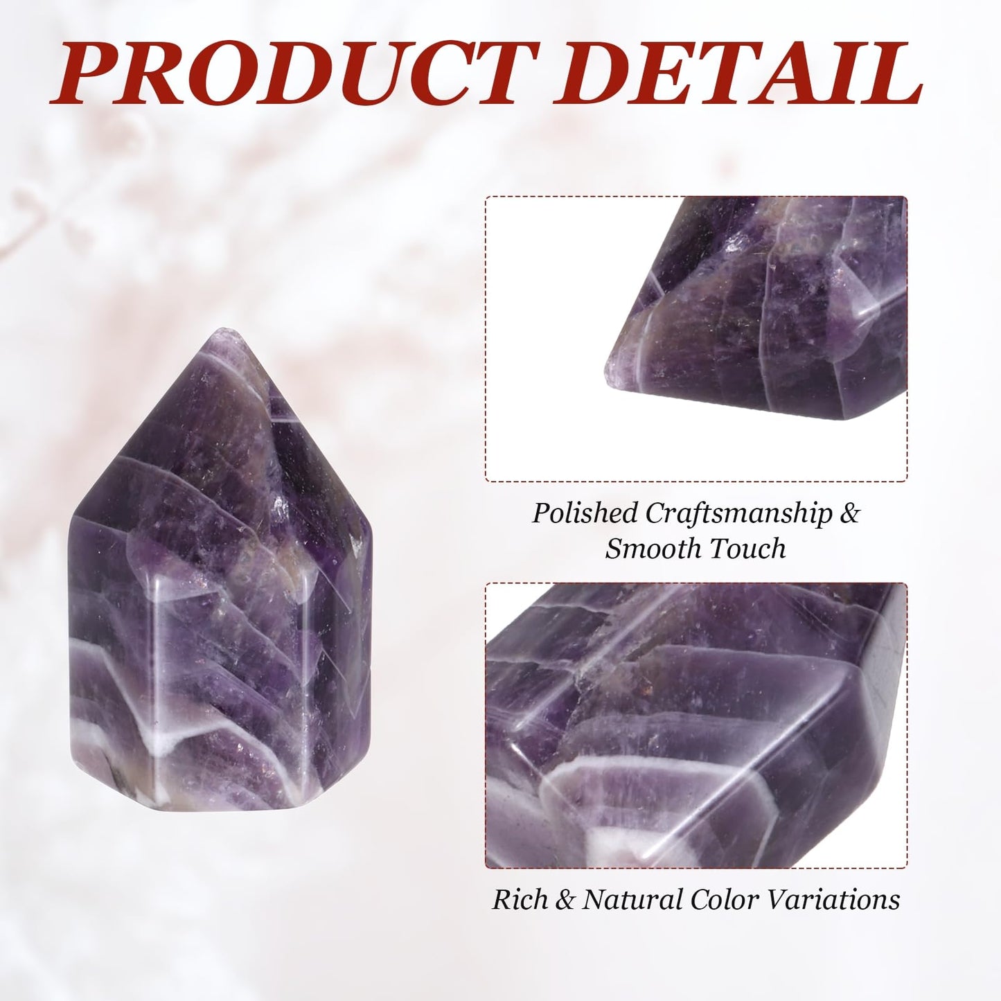 MECCANIXITY Crystals Wands Amethyst Hexagonal Faceted Single Points Towers Pocket Polished Stone Bulk for Energy Chakra Meditation Crystal Healing, 15 x 25mm (Purple),5Pcs