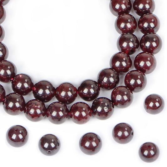 AD Beads Natural Gemstone Round Loose Beads 15" for Bracelet Necklace Earrings Jwelery Making Crafts DIY (10mm, Dark Red Garnet)