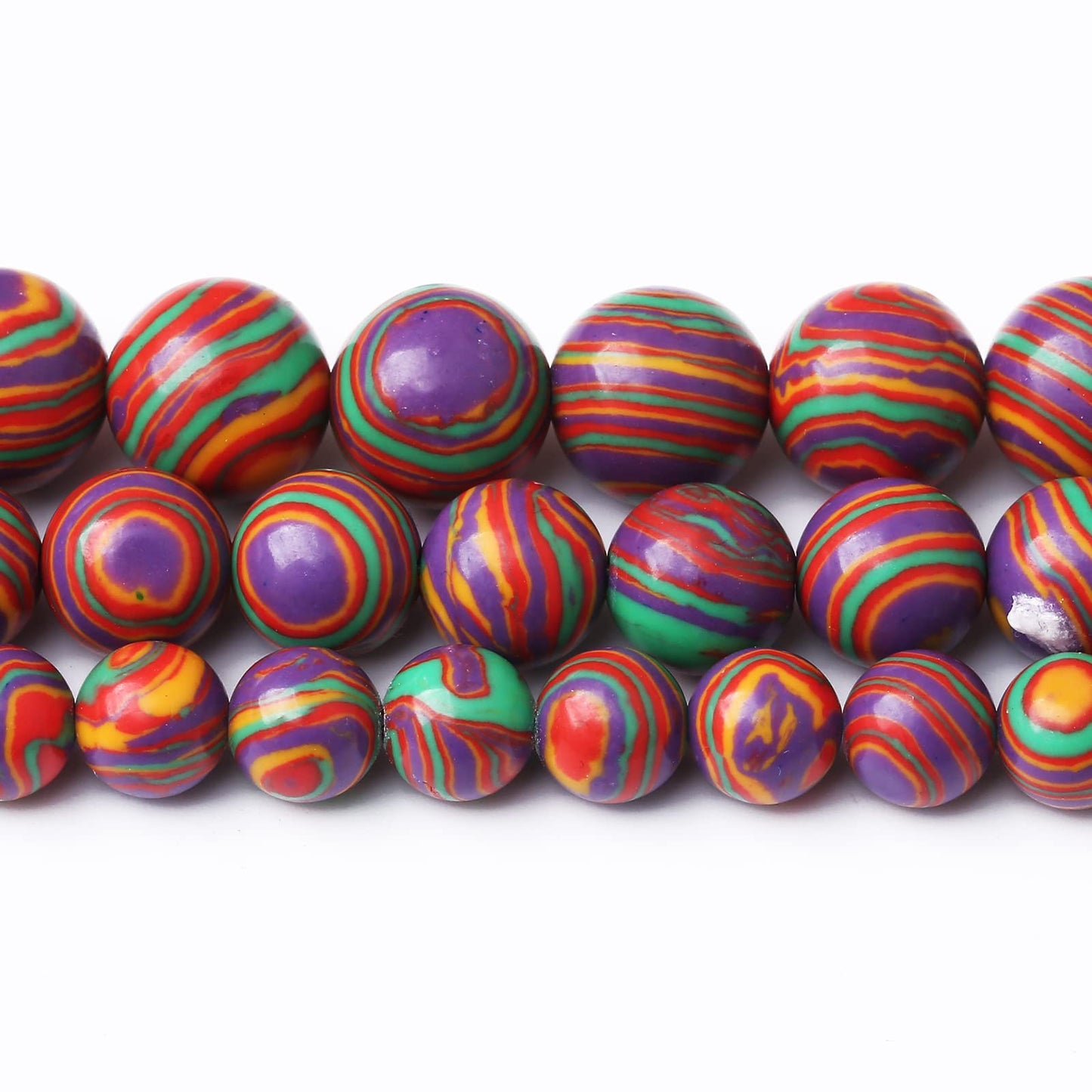 36PCS 10MM Beads Colorful Malachite Beads Round Loose Beads Natural Gem Beads for Jewelry Making 15"