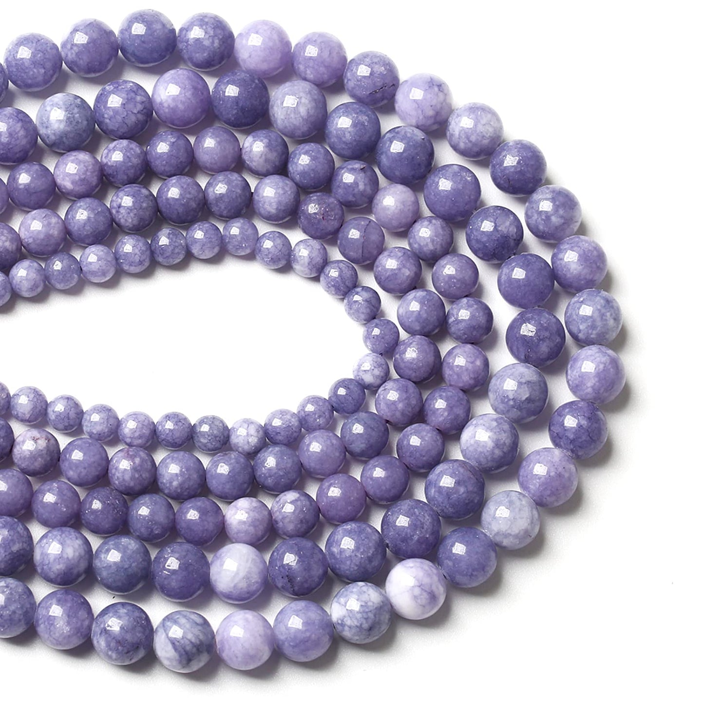 12MM 32PCS Lavender Purple Chalcedony Stone Loose Beads for Jewelry Making DIY Bracelet Necklace