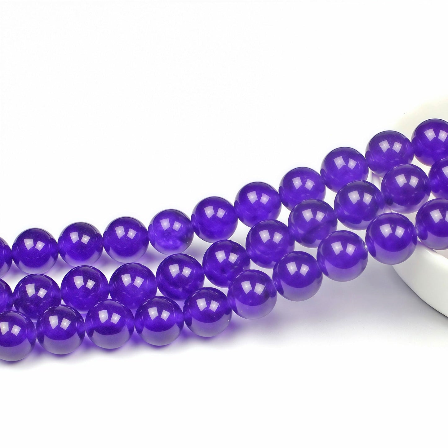 MJDCB Natural Stone Beads Purple Jade Round Loose Beads for Jewelry Making DIY Bracelet Necklace (12mm)