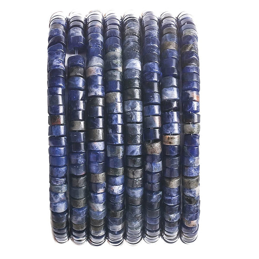 Natural Blue Sodalite Stone Spacer Beads 4x2mm 38cm/str Flat Round Loose Semi Gemstone Caps for Making Bracelets Necklace