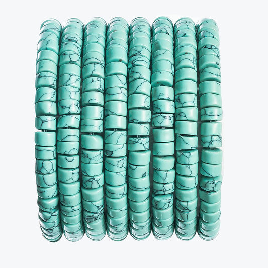 Natural Blue Turquoise Stone Spacer Beads 6x3mm 38cm/str Flat Round Loose Semi Gemstone Caps for Making Bracelets Necklace