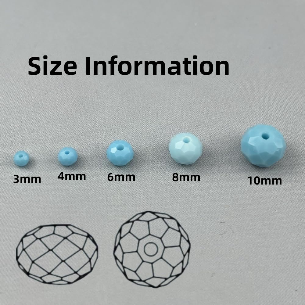 Pinhoollgo 60pcs 10mm Crystal Glass Beads Faceted Rondelle Glass Spacer Beads for Bracelets Necklace Pendants Earrings Key Chains Jewelry Making(Lake Blue Porcelain)