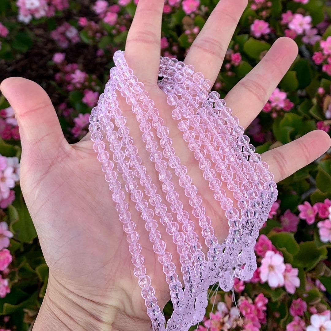 1000pcs Czech Faceted Rondelle Crystal Glass Loose Beads 6mm Spacer Bulk Light Rose Pink for DIY Craft Jewelry Making CCR603