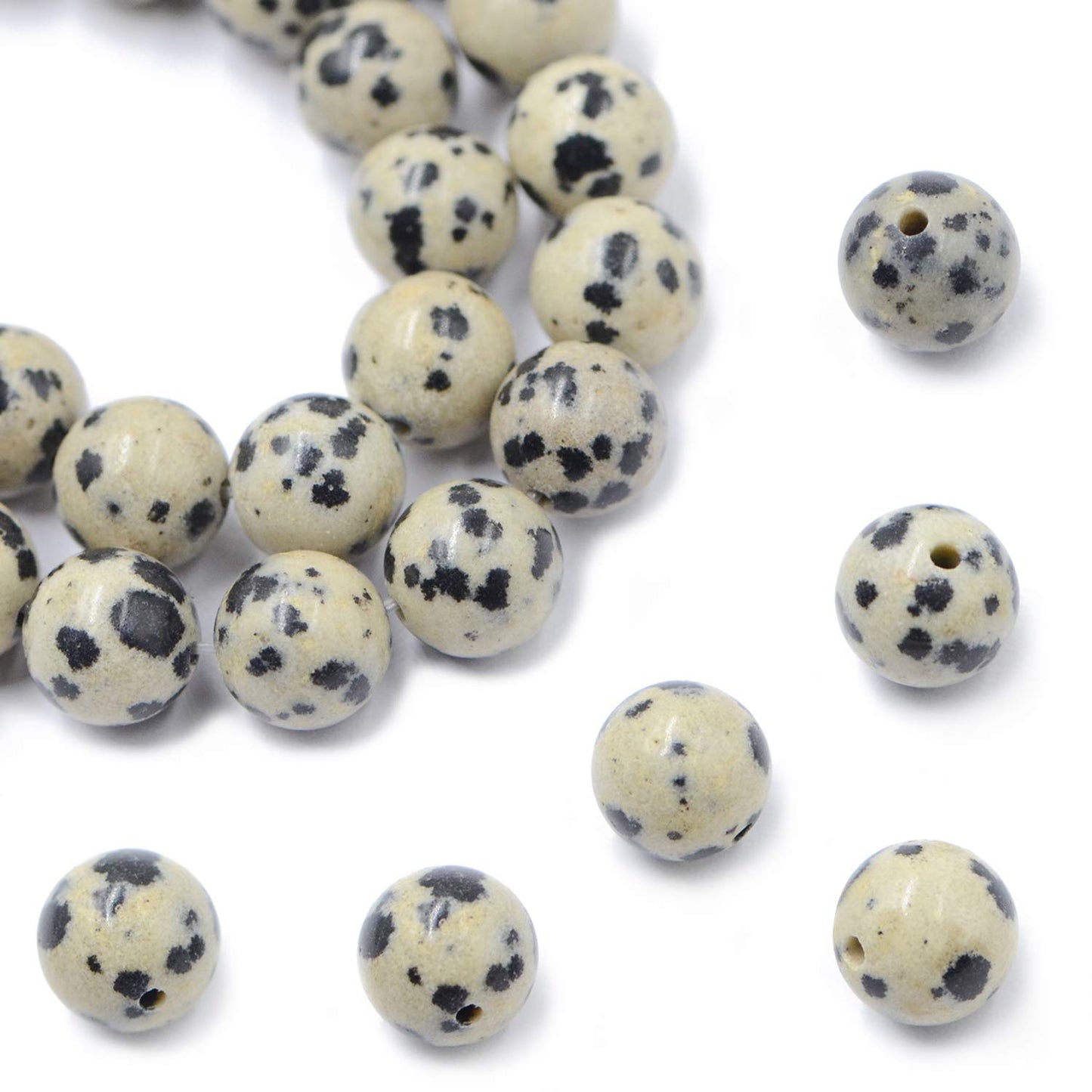 AD Beads Natural Gemstone Round Loose Beads 15" for Bracelet Necklace Earrings Jwelery Making Crafts DIY (10mm, Dalmation)