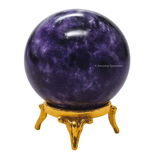 Amazing Gemstone Lepidolite Crystal Ball with Stand - 2" Inches Crystal Sphere Meditation Balls for Witchcraft and Decorative Balls