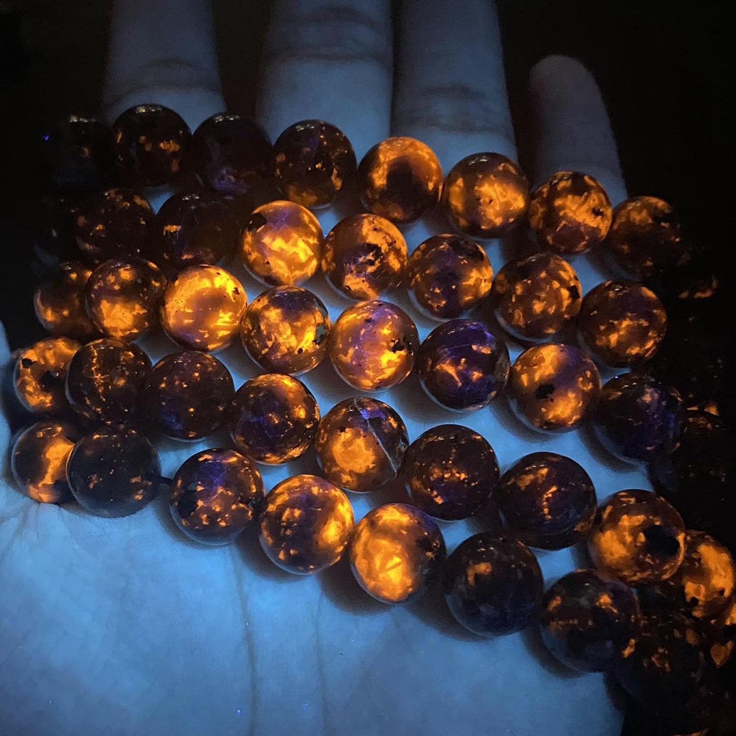 8MM 90pcs Natural Flame Yooperlite Stone Energy Beads Round Loose Beads for Jewelry Making DIY Bracelet Necklace 2 Strands 32"