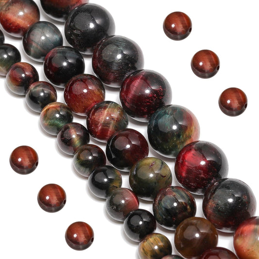 Yochus Natural Tiger Eye Beads, 60Pcs 6MM Onyx Agate Color Enhance Round Loose Beads Bulk, DIY Charm Smooth Gemstone Beads for Jewelry Making(4mm 8mm 10mm 12mm Beads)