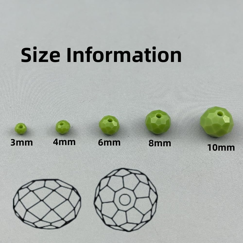 Pinhoollgo 100pcs 8mm Crystal Glass Beads Faceted Rondelle Glass Spacer Beads for Bracelets Necklace Pendants Earrings Key Chains Jewelry Making(Olive Green Porcelain)