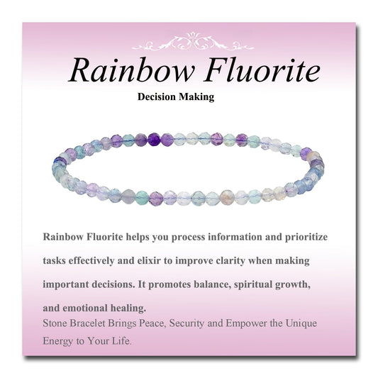 MASSIVE BEADS Natural Genuine Gemstone Beads Healing Crystal Chakra Reiki Jewelry Faceted Round Beads Bracelets (Rainbow Fluorite, 3mm)