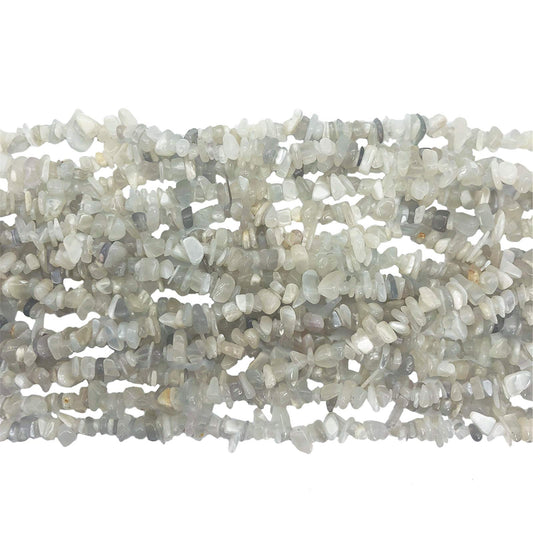 Fekuar 64" Irregular Tumbled White Moonstone Chip Beads for Jewelry Making, Healing Crystal Drilled Loose Bead Strand DIY Craft Supplies, 5-8mm
