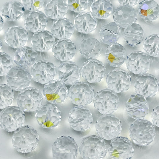YHYPOCI 100pcs 8mm Crystal Glass Beads for Crafts Faceted Rondelle Glass Beads for Jewelry Making Crystal Spacer Beads for Necklaces Bracelets Earrings DIY Craft(Crystal AB)