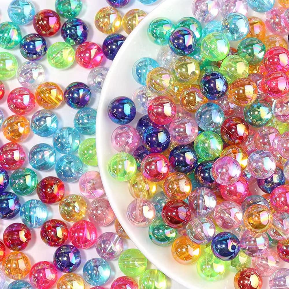 300 Pcs 8mm Acrylic Round Beads AB Colors Round Spacer Beads for Earring Bracelet Necklace Key Chains Jewelry DIY Craft Making(Lake Blue AB)