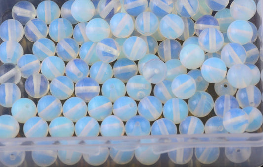 Stone Beads 100pcs 8mm Opal Round Stone Beading Loose Gemstone Hole Size 1mm DIY Smooth Beads for Bracelet Necklace Earrings Jewelry Making (Opal, 8mm)
