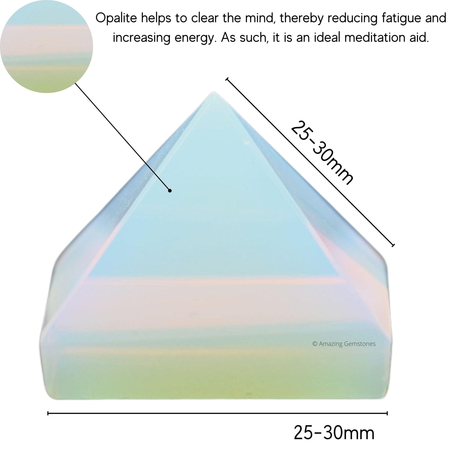 Amazing Gemstone Opalite Pyramid Crystal Healing Stones - 1" Great Pyramid Figurine of Natural Stone Pyramid for Meditation, Reiki, Chakra Balancing and Crystal Pyramids Grid