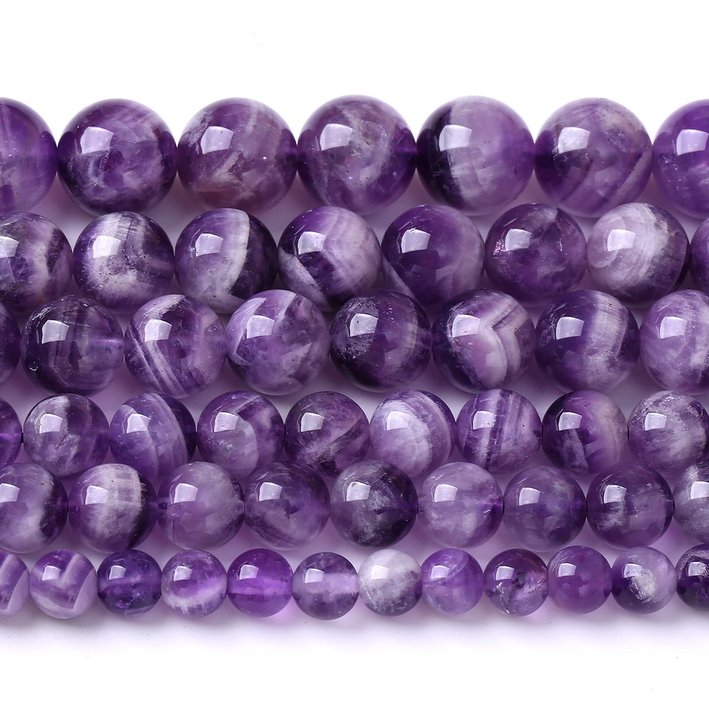 4MM 86PCS Purple Amethyst Dream Lace Beads Natural Quartz Crystal Stone Loose Beads for Jewelry Making DIY Bracelet Grade A+ 15 inches Strand