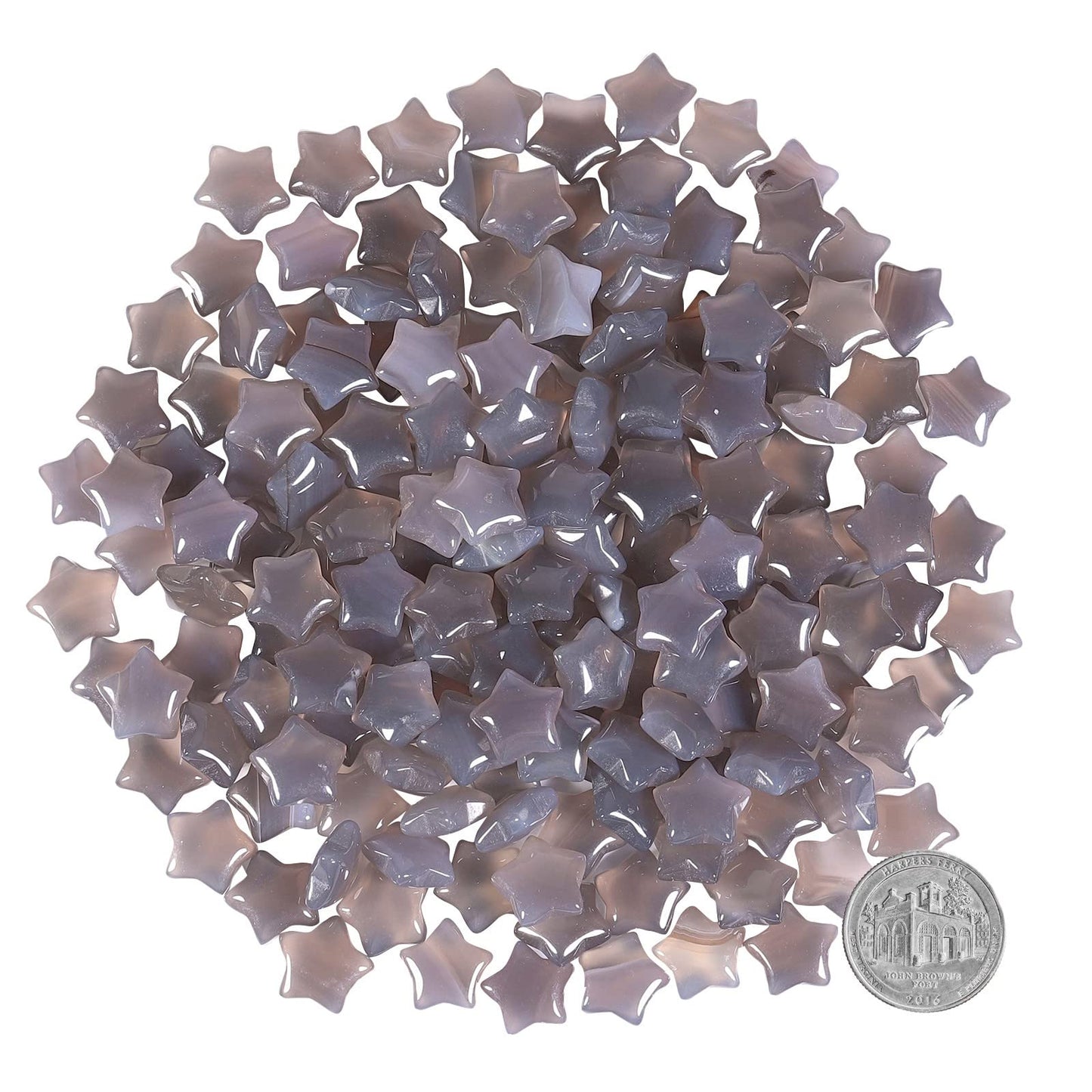 SUNYIK Pack of 20 Mini Star Crystal Pocket Stone, Healing Crystal Worry Stone for Reiki Meditation Anxiety Stress Jewelry Making, Natural Agate