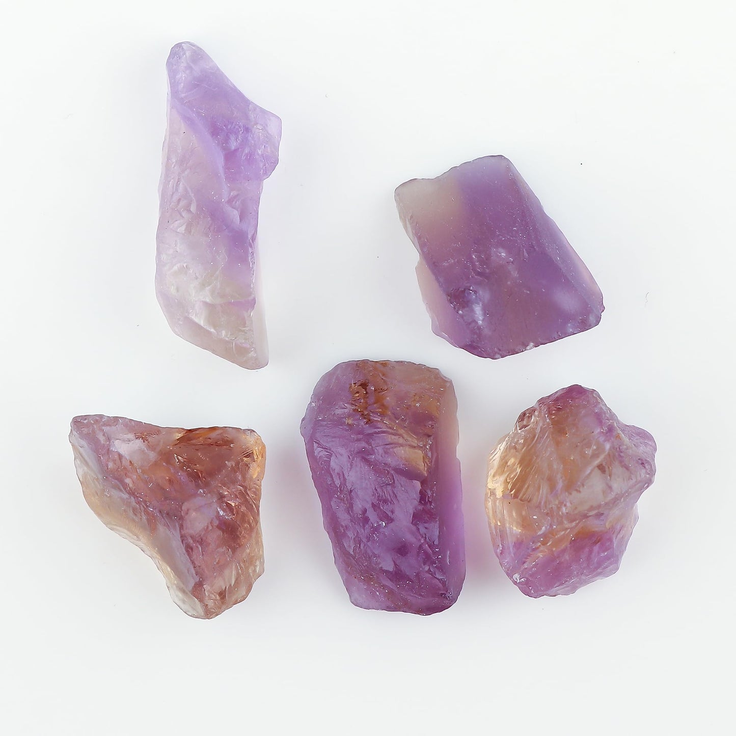 CRYSTALINES 5pcs Genuine Raw Ametrine Gemstone, Wholesale Rough Crystals, DIY Crafts-Jewelry Making, Assorted Stones, Bulk Loose Supplies, Wire-Wrapping, Birthstone, Gem Collection