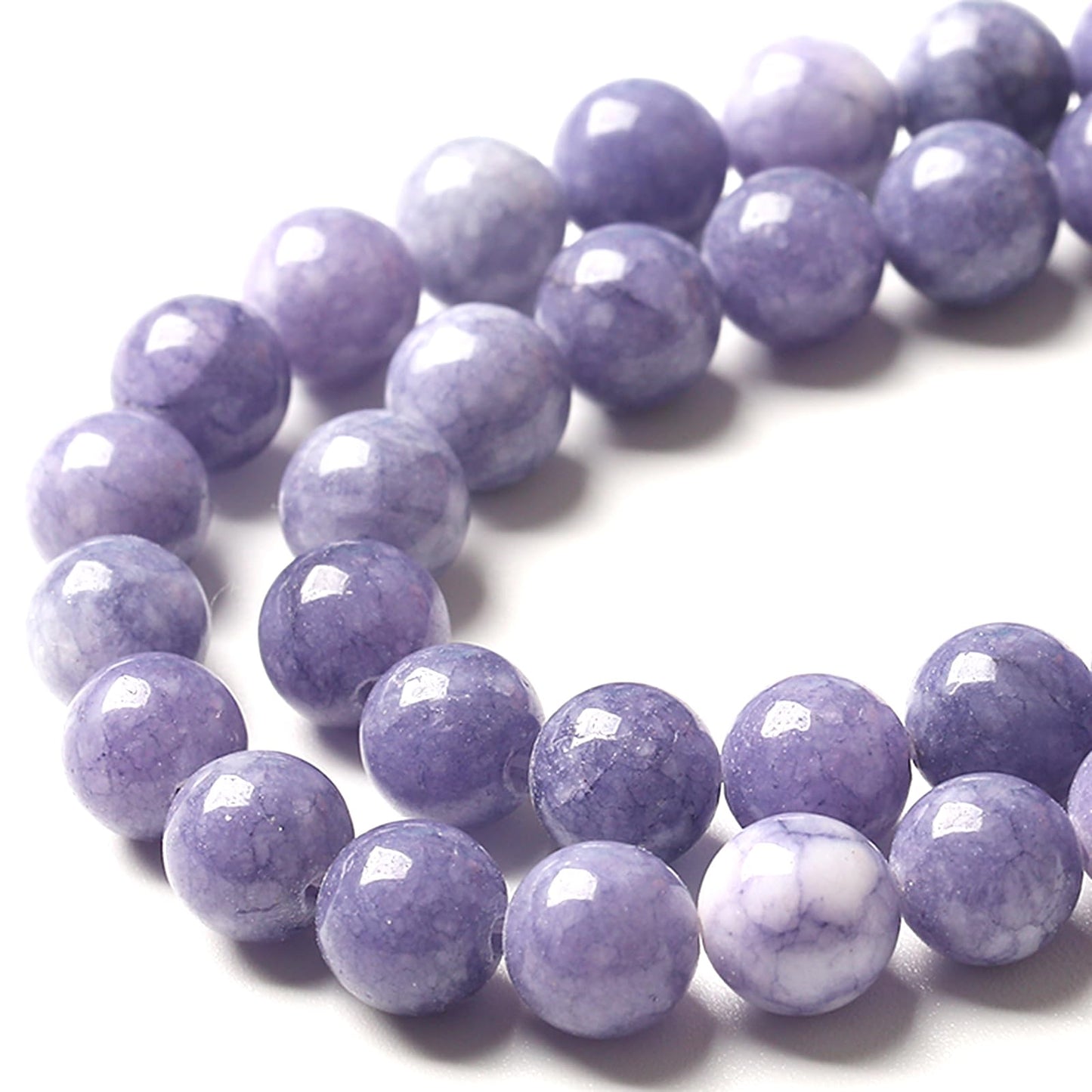 12MM Lavender Purple Chalcedony Natural Stone Round Loose Beads for Jewelry Making and Crafting 32pcs 15"