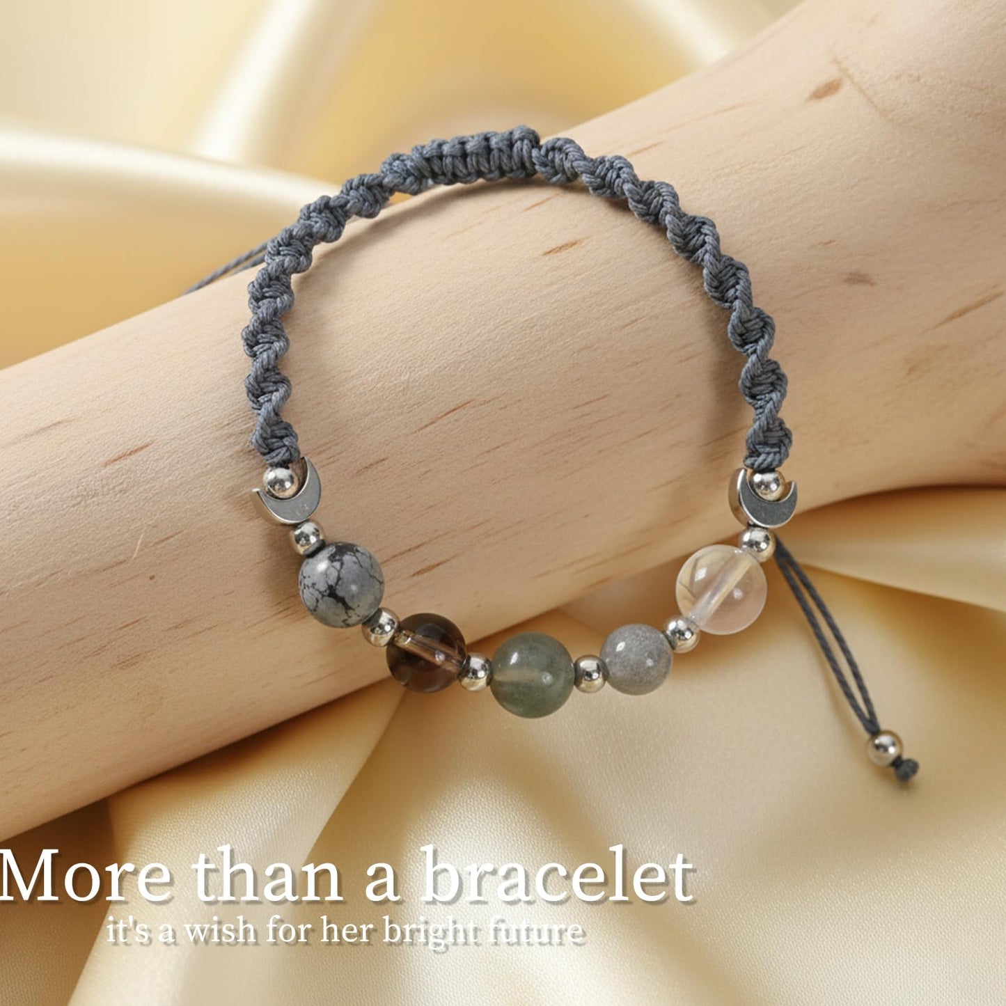 Moon Phase Bracelet for Women Her - Natural Stone Beaded Crystal Healing Bracelet with Cards Moonstone Spiritual Bracelets Jewelry Gifts for Mom Girlfriend Bestie‌ Mothers Day Graduation Birthday