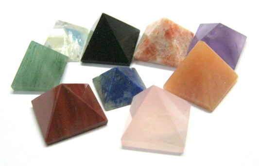 crystalmiracle Lot of 9 Multi Crystal Loose Mini Pyramids Bagua Vaastu Crystal Healing Wellness Psychic Energy Feng Shui Reiki Positive Energy Home Office Gift Gemstone Metaphysical