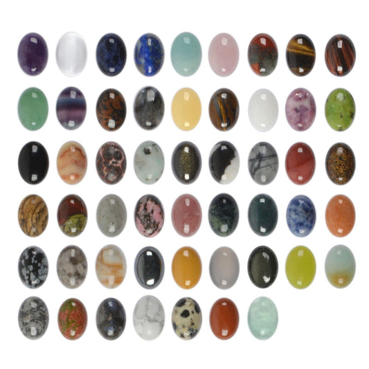 All Natural 24pcs Multi-color 14mm Gemstone Oval Cab Cabochon For Jewelry Making