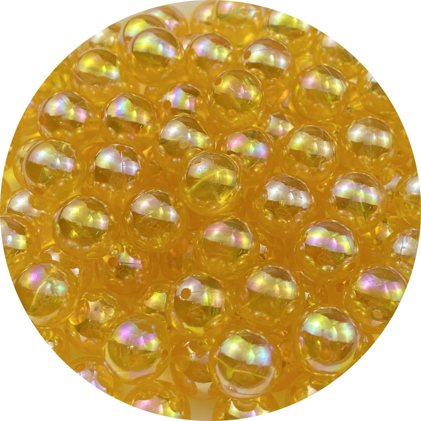 200pcs Acrylic Round Beads 10mm AB Colors Craft Beads Round Spacer Beads with Holes for Earring Bracelet Necklace Key Chains Jewelry Making(Gold Yellow AB)