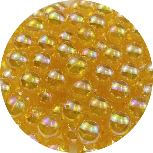200pcs Acrylic Round Beads 10mm AB Colors Craft Beads Round Spacer Beads with Holes for Earring Bracelet Necklace Key Chains Jewelry Making(Gold Yellow AB)