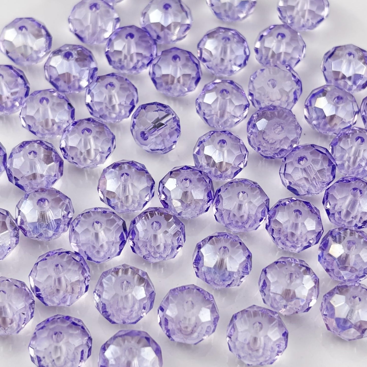 YHYPOCI 50pcs 10mm Crystal Glass Beads for Crafts Faceted Rondelle Glass Beads for Jewelry Making Crystal Spacer Beads for Necklaces Bracelets Earrings DIY Craft(Crystal Purple AB)