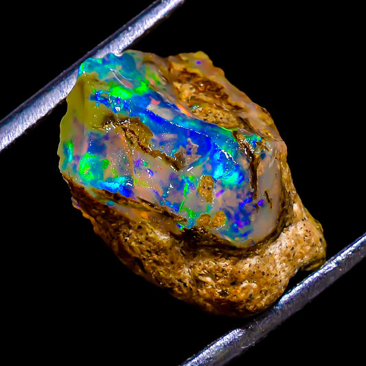 Natural Opal Rough Stone 10.3 Cts A+ Quality Multifire Ethiopians Raw gemstone for Wire Wrapping Jewelry Making