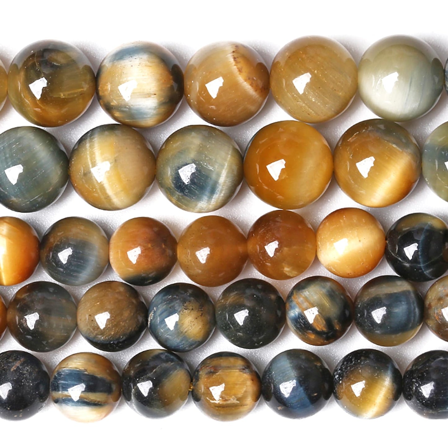 12MM Dream Blue Tiger Eye Stone Beads Natural Gemstone Round Loose Beads for Jewelry Making Bracelet Necklace 32pcs 15"