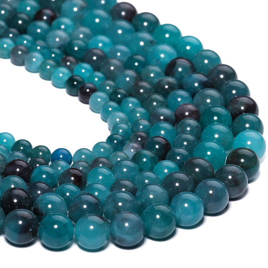 Yochus 45pcs Natural Blue-Green Colored Jade Stone Beads for Jewelry Making，8mm Healing Crystal Round Gemstone Beads for Bracelet Making DIY Necklace