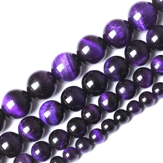 32PCS 12MM AAA Purple Tiger Eye Stone Beads Natural Gemstone Bead Crystal Healing Energy Jewelry Making DIY 15 inches