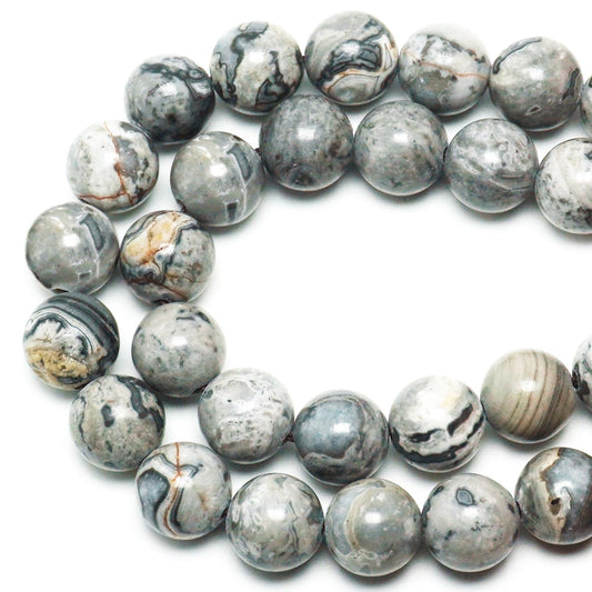 DIQIO Natural Stone Gemstone Beads for Jewelry Making - Map Jasper Beads for Bracelets, 6mm Semi Precious Round Beads (58-60pcs, 6mm, Map Jasper)