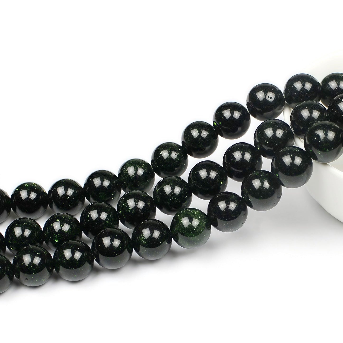 MJDCB Best Sellers Green Sand Stone Round Stone Beads for Jewelry Making DIY Bracelet Necklace (12mm)