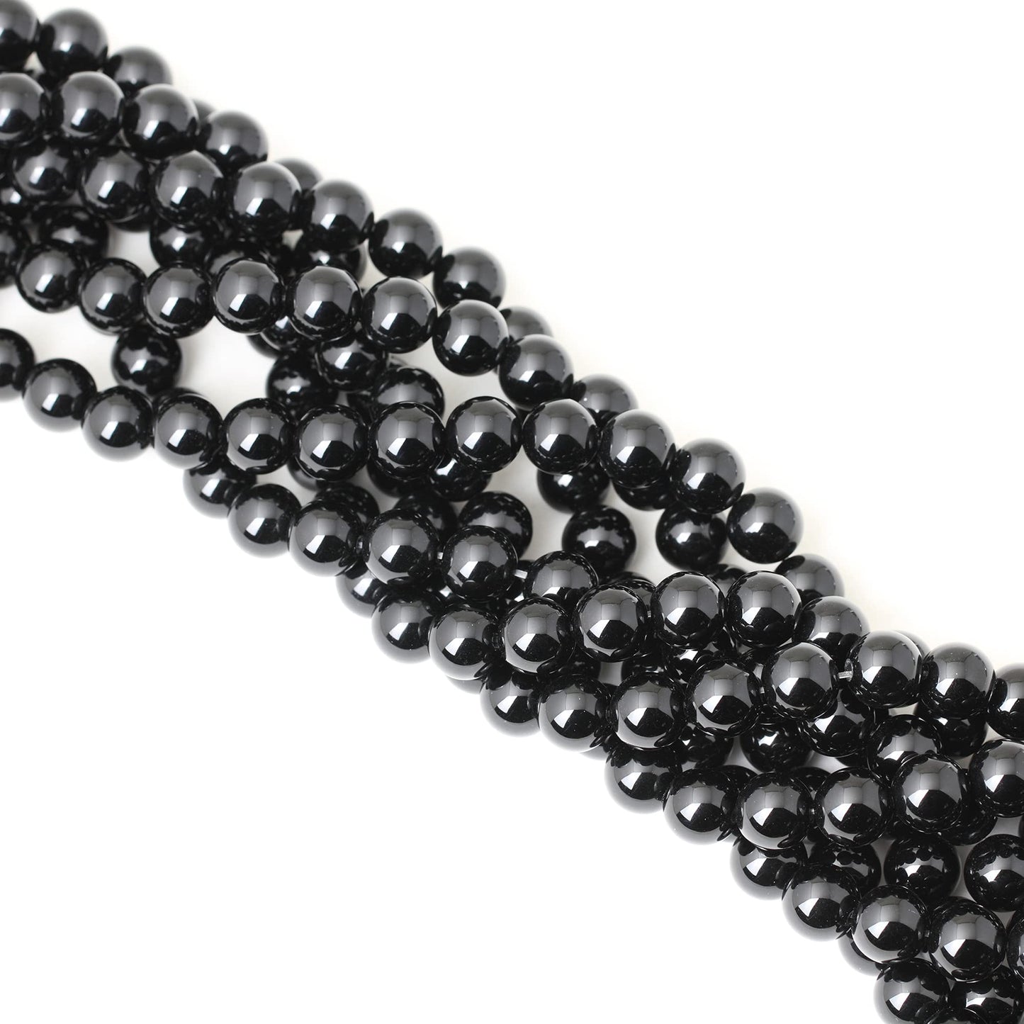 CHEAVIAN 35PCS 10mm Black Smooth Polish Onyx Agate Gemstone Round Loose Beads for Jewelry Making 1 Strand 15"