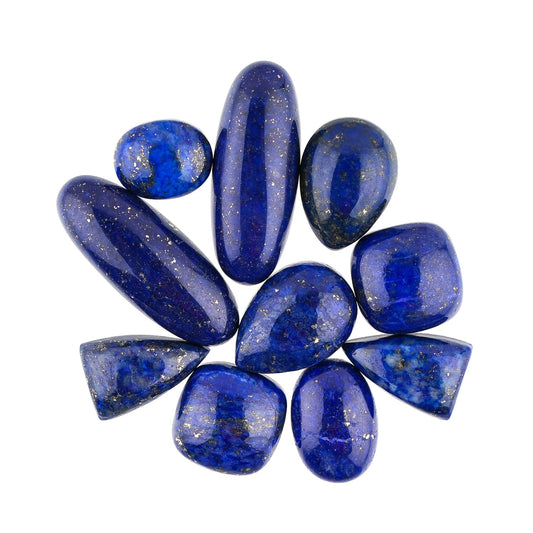 GemSymphony Natural Lapis Lazuli Gemstone Cabochon Pack of 3 Mixed Shapes – Polished Crystal Stones for Jewelry Making Supply, Healing, Reiki & DIY Crafts, Natural Gem Cab Set for Wire Wrapping(10-20 mm)