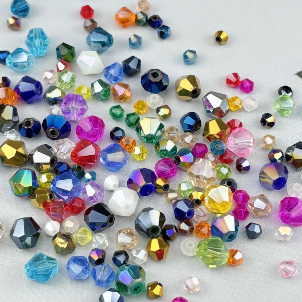 Pinhoollgo 100pcs 8mm Bicone Crystal Glass Beads Faceted Bicone Crystal Beads Bulk Glass Spacer Beads for Bracelets Necklace Pendants Earrings DIY Jewelry Craft Making(Light Green AB)