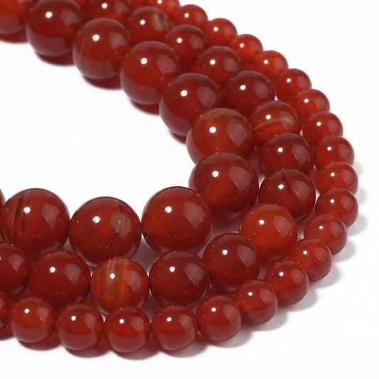 Yochus 60pcs Red Onyx Agate Beads，6mm Healing Power Natural Stone Round Loose Beads for Jewelry Making Earring Necklace DIY Crafts