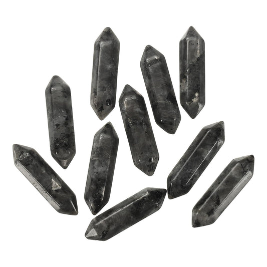MECCANIXITY 10 Pack Black Labradorite Quartz Crystals, Polished Crystals Bulk Hexagonal Shaped Meditation Gemstone for Jewelry Making Energy Balance Accessories Gifts