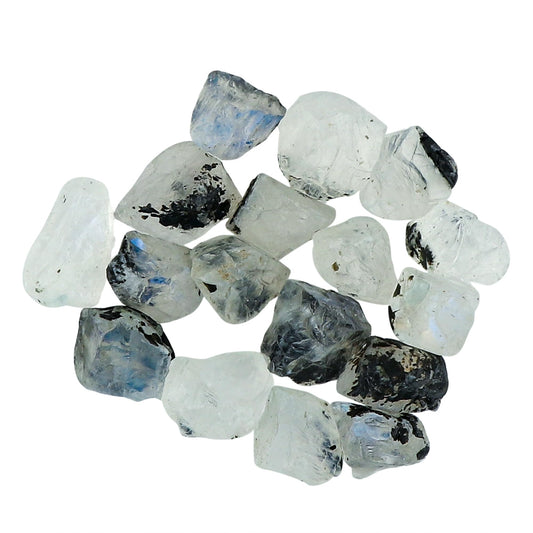CRYSTALIS 50 cts Natural Tourmilated Black Moonstone Loose Gemstone Wholesale Bulk Rough Jewelry Making Supply, Chakra & Healing Raw Stones, Wire Wrapping, DIY, Gem Collection, DIY Practice Stones