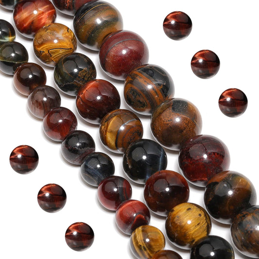 Yochus Natural Tiger Eye Beads, 60Pcs 6MM Onyx Agate Color Enhance Round Loose Beads Bulk, DIY Charm Smooth Gemstone Beads for Jewelry Making(4mm 8mm 10mm 12mm Beads)