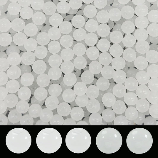 PAMIR TONG 400pcs 8mm White Round Glass Beads for Bracelet Pretty Smooth Loose Beads for Necklace-Earring-Jewelry Making-Home Decor and DIY Crafts & Projects
